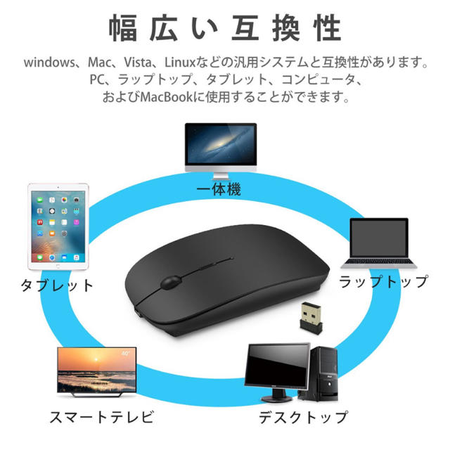 ワイヤレスマウス　グレー　静音　薄型 スマホ/家電/カメラのPC/タブレット(PC周辺機器)の商品写真