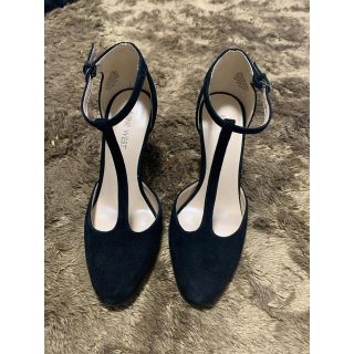 ナインウエスト(NINE WEST)のNine west ナイン　ウエスト Tパンプス サンダル ハイヒール　牛革　黒(ハイヒール/パンプス)