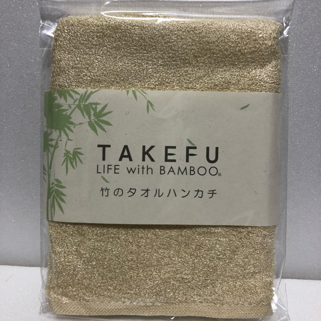 TAKEFU「竹のタオルハンカチ」エコ・ベージュ レディースのファッション小物(ハンカチ)の商品写真