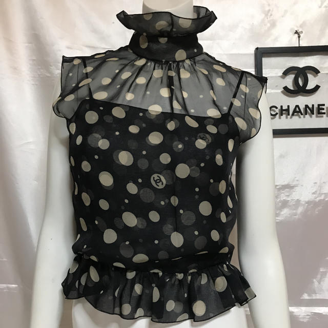 トップスCHANEL 極美品♡シルクシフォン ノースリーブ 36