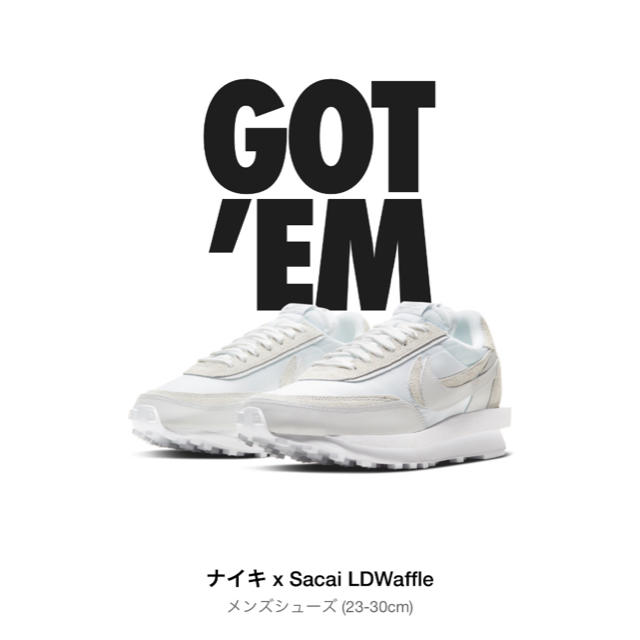 NIKE sacai LDWAFFLE white nylon 30cm