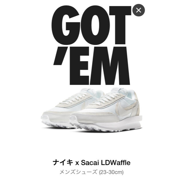 ホワイトサイズnike sacai LDWaffle White 27 ナイキ サカイ