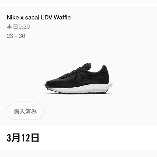 NIKE(ナイキ)のNIKE sacai LDWaffle BLACK 27cm メンズの靴/シューズ(スニーカー)の商品写真