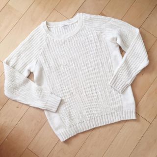 ルクールブラン(le.coeur blanc)の美品✨ざっくりニット  アイボリー白(ニット/セーター)