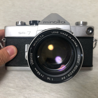 コニカミノルタ(KONICA MINOLTA)のミノルタsr-7 AUTOROKKOR 58mm  f1.4セット(フィルムカメラ)