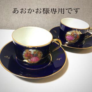 リチャードジノリ(Richard Ginori)のリモージュ カップ&ソーサー　ペア　アンティーク風　ロココ調　ヨーロピアン(食器)