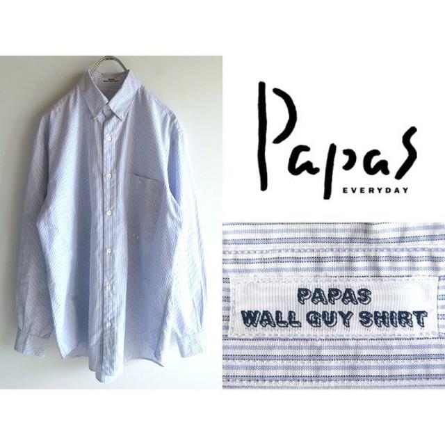 高級 PAPAS ストライプBDシャツ M 日本製
