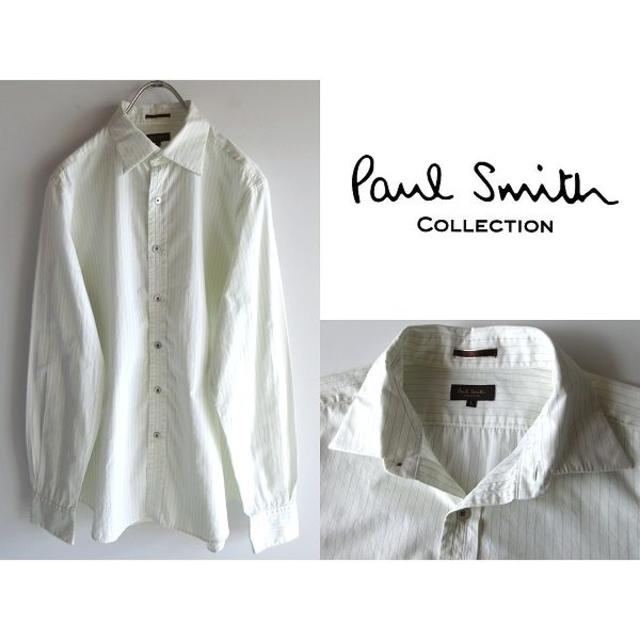 高級 ポールスミスコレクション ストライプドレスシャツ L 日本製素材コットン100％