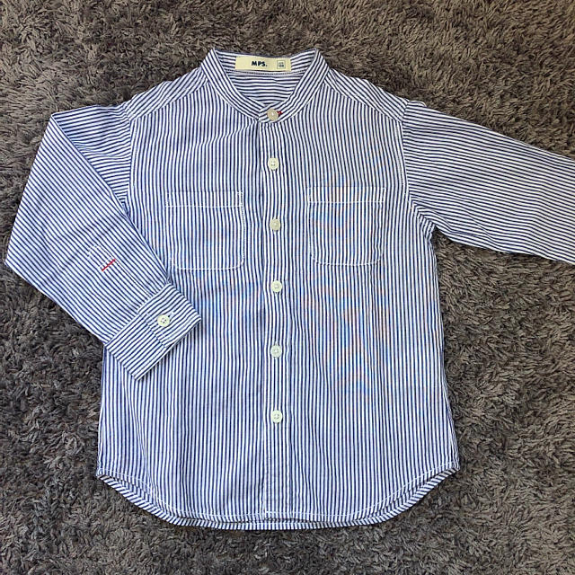 Right-on(ライトオン)のバンドカラー ストライプシャツ 100 キッズ/ベビー/マタニティのキッズ服男の子用(90cm~)(ブラウス)の商品写真