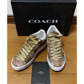 コーチ(COACH)のCOACH コーチ　スニーカー　バラ　ゴールド(スニーカー)