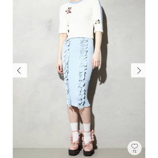 パメオポーズ(PAMEO POSE)のPAMEO POSE BI-COLLAR TRIMMED KNIT SKIRT(ひざ丈スカート)