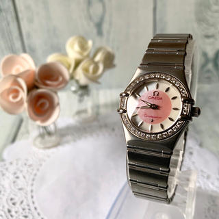 オメガ(OMEGA)の【美品】OMEGA オメガ 腕時計 コンステレーション ダイヤ ピンク シェル(腕時計)