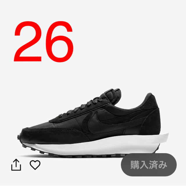 靴/シューズNIKE SACAI LD WAFFLE BLACK 26cm