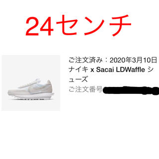 ナイキ(NIKE)のSacai × Nike LD Waffle White Nylon 24cm(スニーカー)