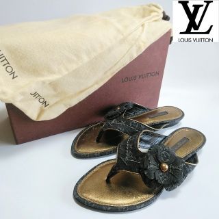 ルイヴィトン(LOUIS VUITTON)のルイヴィトン フラットトング レディース カメリア ブラックモノグラムデニム(サンダル)