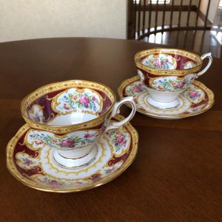 ロイヤルアルバート(ROYAL ALBERT)の【美品】ロイヤルアルバート★レディハミルトン★C/S 2客(食器)