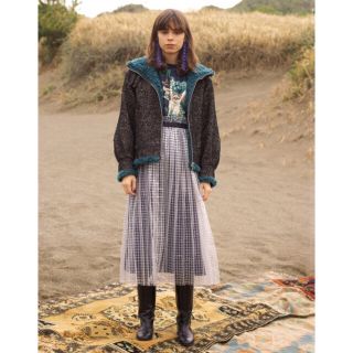 ミュベールワーク(MUVEIL WORK)の新品未使用‼タグ付☆2019AW☆ MUVEIL  チュール切替ワンピース　38(ロングワンピース/マキシワンピース)