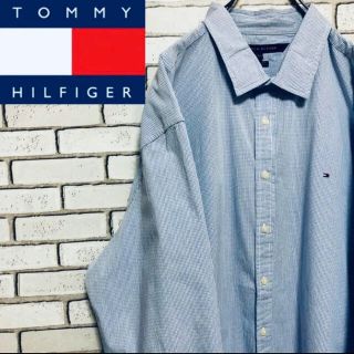 トミーヒルフィガー(TOMMY HILFIGER)の【レア】トミーヒルフィガー☆ フラッグ刺繍 ロゴ入りチェック柄ビッグシャツ(シャツ)