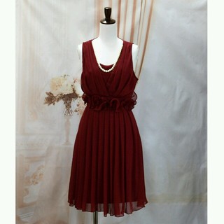 新品♥L～LL 5色 ボルドー ドレス(ミディアムドレス)