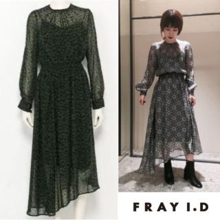 フレイアイディー(FRAY I.D)の新品★アシメヘムシフォンワンピース カーキ(ロングワンピース/マキシワンピース)