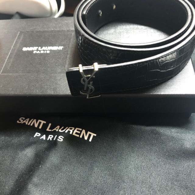 saint Laurent クロコ ロゴベルト 高質で安価