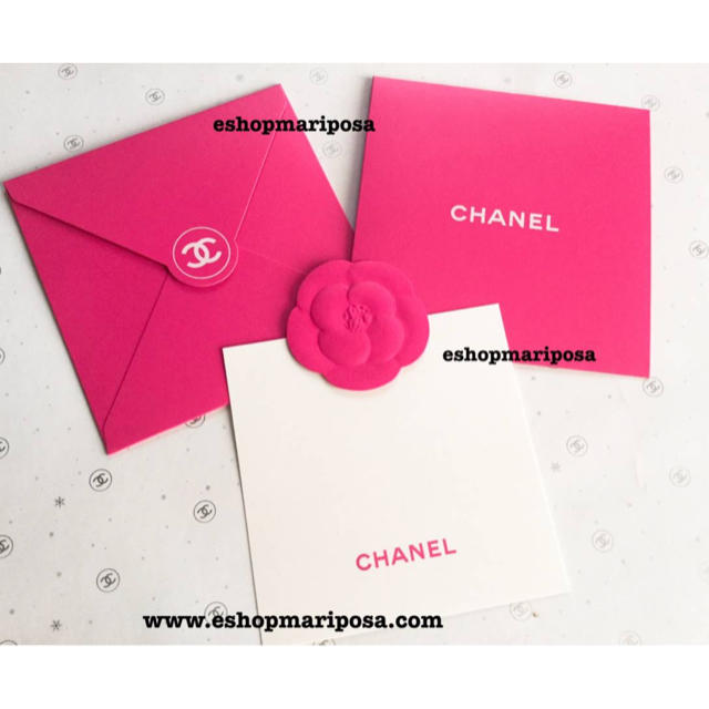 CHANEL(シャネル)のシャネル  メッセージカード & 封筒 3色セット♪ ピンク、紺色、ゴールド ハンドメイドの文具/ステーショナリー(カード/レター/ラッピング)の商品写真