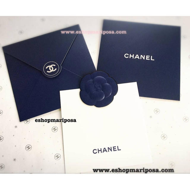 CHANEL(シャネル)のシャネル  メッセージカード & 封筒 3色セット♪ ピンク、紺色、ゴールド ハンドメイドの文具/ステーショナリー(カード/レター/ラッピング)の商品写真