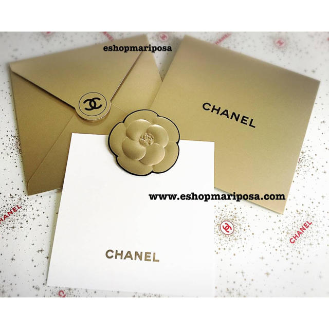 CHANEL(シャネル)のシャネル  メッセージカード & 封筒 3色セット♪ ピンク、紺色、ゴールド ハンドメイドの文具/ステーショナリー(カード/レター/ラッピング)の商品写真