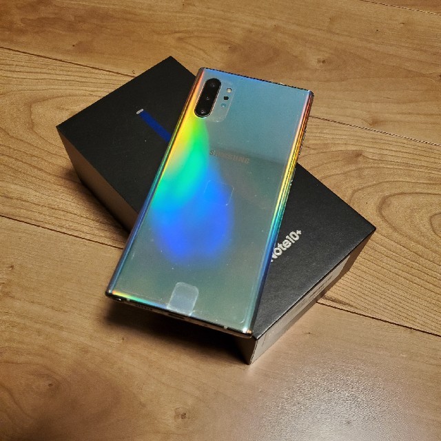 Galaxy(ギャラクシー)のSIMフリー Galaxy note 10+ オーロラグロー 新品同様 スマホ/家電/カメラのスマートフォン/携帯電話(スマートフォン本体)の商品写真