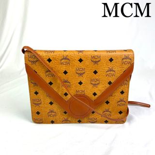 エムシーエム(MCM)の美品　MCM ロゴ　レザー　ショルダーバッグ(ショルダーバッグ)