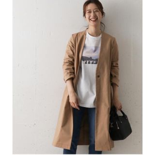 アーバンリサーチドアーズ(URBAN RESEARCH DOORS)の今季　新品▷UR DOORS コットンノーカラーコート　BEIGE(ロングコート)