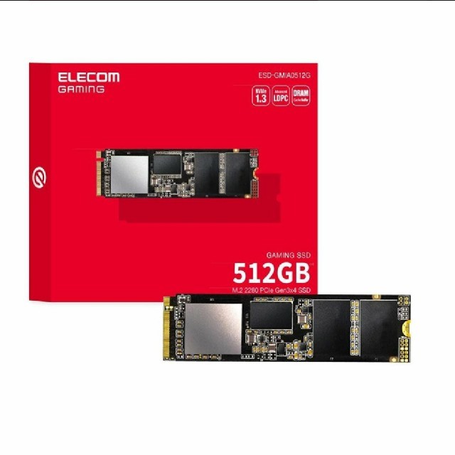 ELECOM(エレコム)の新品に近い！エレコム　ゲーミング PC 用M.2 NVMe SSD 512GB  スマホ/家電/カメラのPC/タブレット(PCパーツ)の商品写真