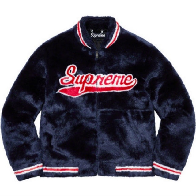 送込 XL Supreme Faux Fur Varsity Jacket