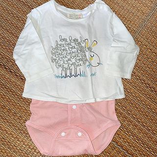 ザラキッズ(ZARA KIDS)のZARA 長袖カットソー & ロンパース 70cmセット(ロンパース)