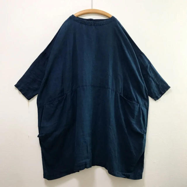 nest Robe(ネストローブ)のnest robe（ネストローブ）リネンコクーンチュニック インディゴ染め レディースのトップス(チュニック)の商品写真