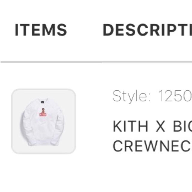 Supreme(シュプリーム)のKITH X BIGGIE CLASSIC LOGO CREWNECK メンズのトップス(パーカー)の商品写真