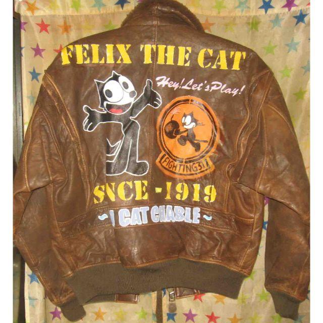 フィリックス FELIX THE CAT  【手描きペイント革ジャン】羊皮 L フライトジャケット