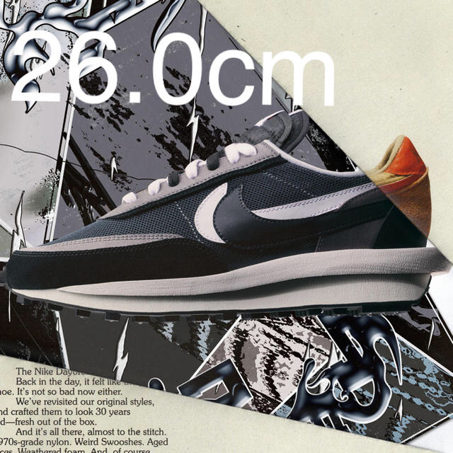 Nike × sacai LD Waffle 黒　ブラック　26