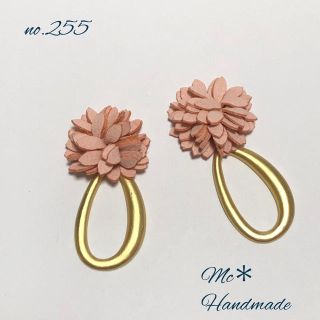 ピンクフラワー×フープピアス＊イヤリング変更可(ピアス)