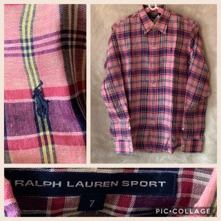 ラルフローレン(Ralph Lauren)のラルフローレン 麻 チェック シャツ　ピンク 7号 (シャツ/ブラウス(長袖/七分))