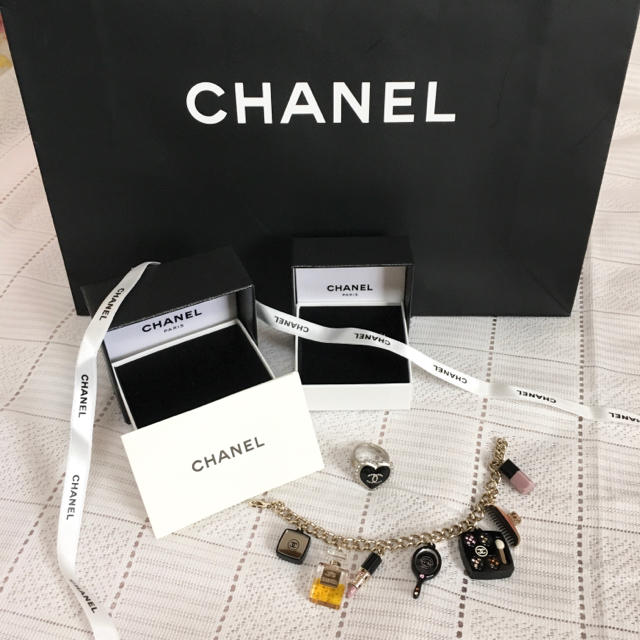 【CHANEL】希少 チャーム ブレスレット ハート リング セット