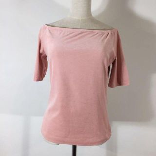 フォクシー(FOXEY)のフォクシーニューヨーク オフショルダー サーモンピンク 可愛い ベロア素材 M(Tシャツ(半袖/袖なし))