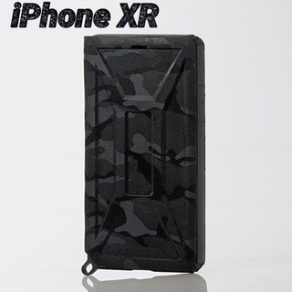 エレコム(ELECOM)のiPhoneXR ケース カモフラ ブラック ZS と強化ガラスフィルム 2個(iPhoneケース)