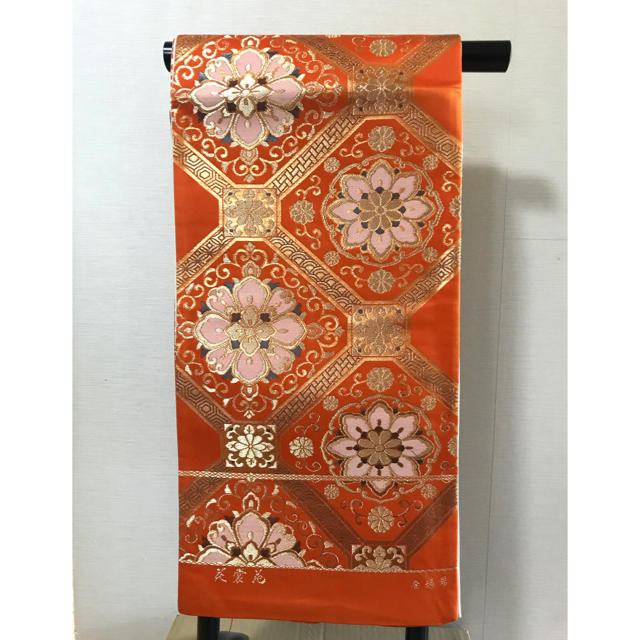 ブランド品-新品未使用 高級品 全通 正絹 名古屋帯 蝶々 エンジ色