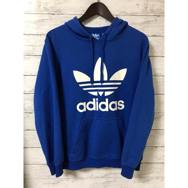 adidas ビックロゴパーカー90's ブルー バックプリント