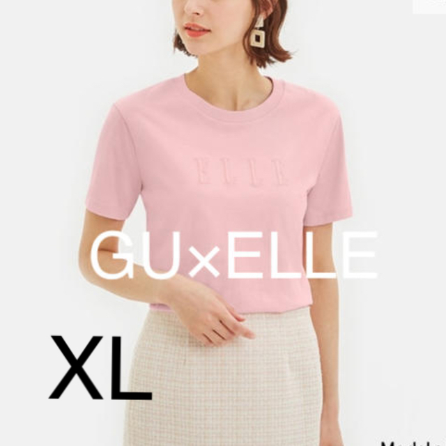 GU(ジーユー)の★新品★完売GU×ELLEコラボTシャツ★ピンク★サイズXＬ★ レディースのトップス(Tシャツ(半袖/袖なし))の商品写真