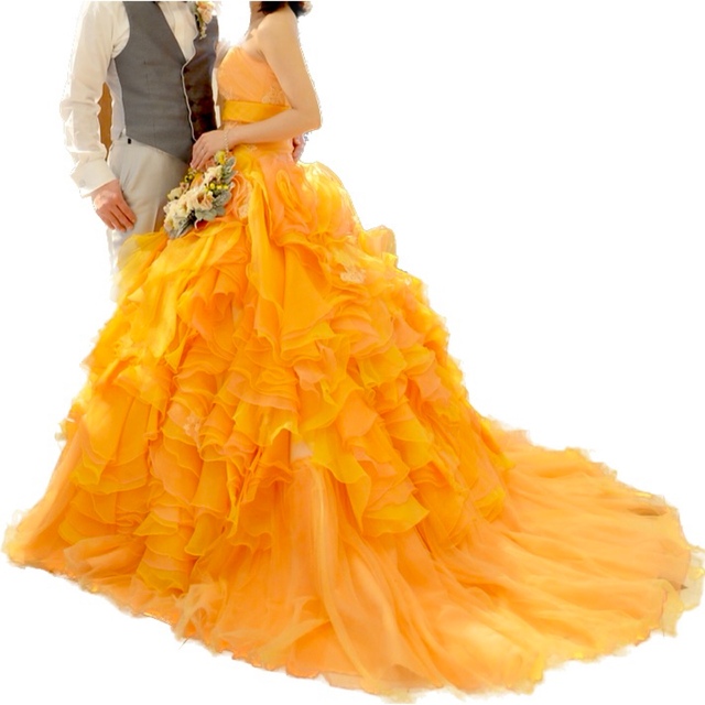 カラードレス wedding オレンジ レディースのフォーマル/ドレス(ウェディングドレス)の商品写真