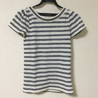 マジェスティックレゴン(MAJESTIC LEGON)の●MAJESTIC LEGON●パールビジューボーダー2022年6月頃削除します(Tシャツ(半袖/袖なし))