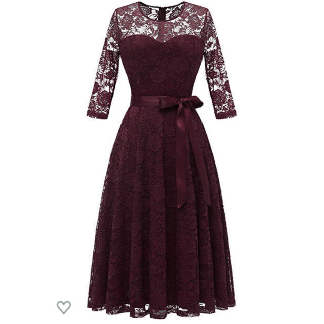 ワインレッドドレス レディースのフォーマル/ドレス(ミディアムドレス)の商品写真