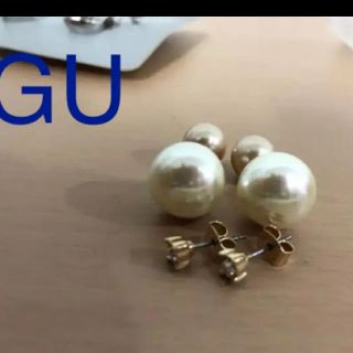 ジーユー(GU)のGU  パール  ピアス　バックキャッチ　ベージュ　セット(ピアス)